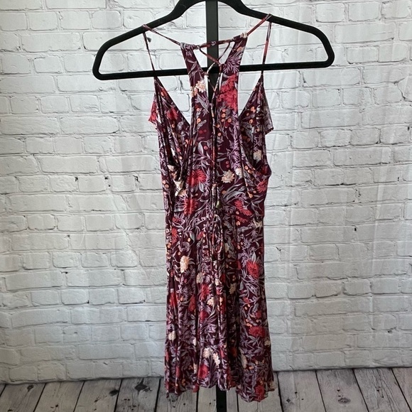 Floral Razor Back Style Faux Wrap Dress Purple Floral Size Small - Picture 2 of 3